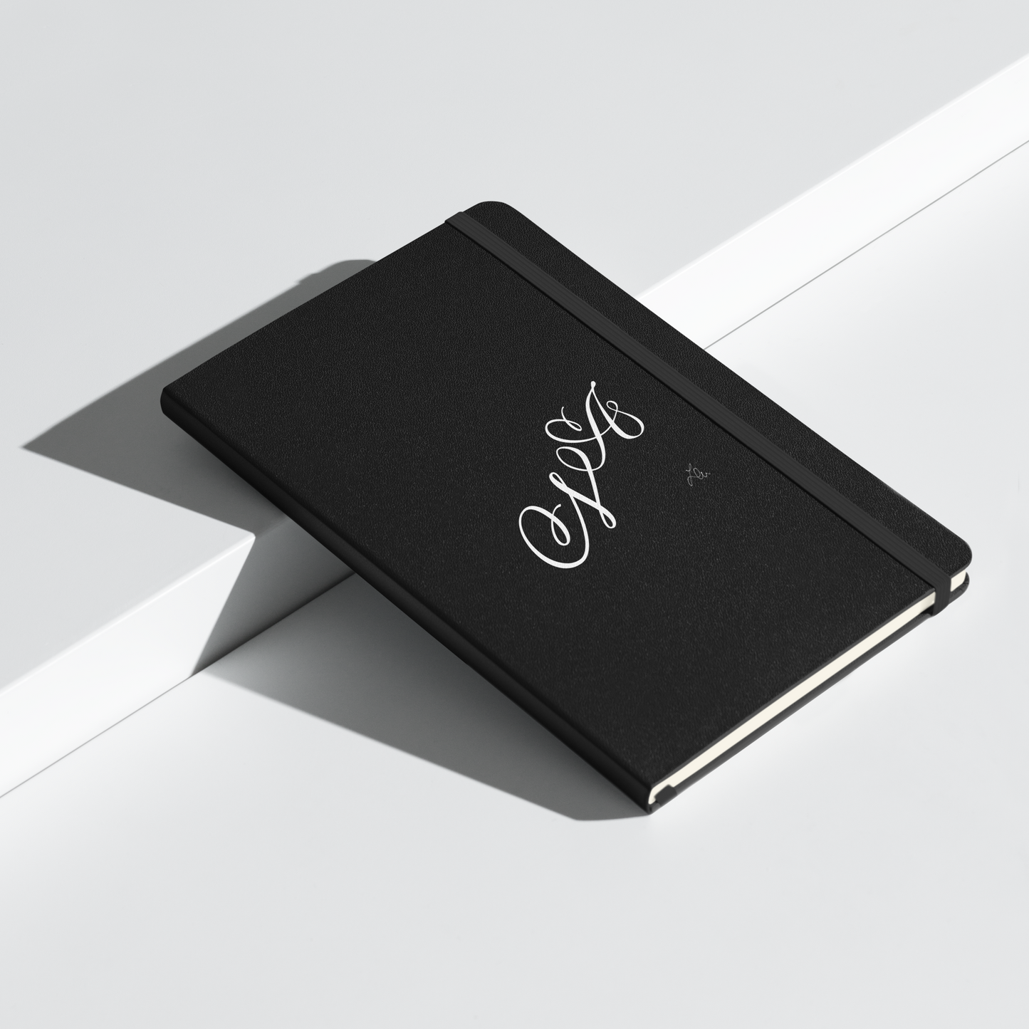 hardcover bound notebook with personalised calligraphy-logo