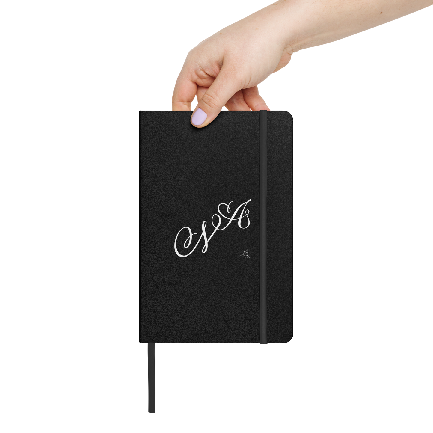 hardcover bound notebook with personalised calligraphy-logo