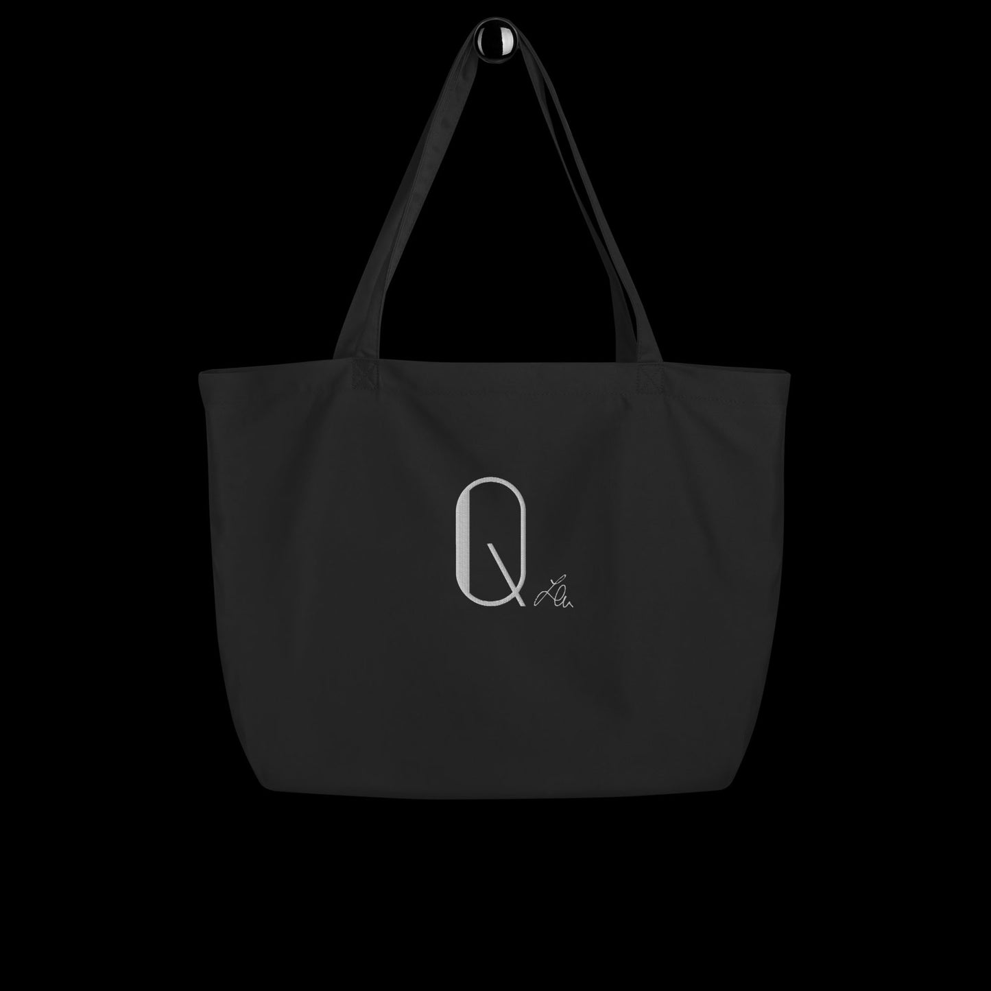 large organic tote bag - personalised embroidered with the chosen initial