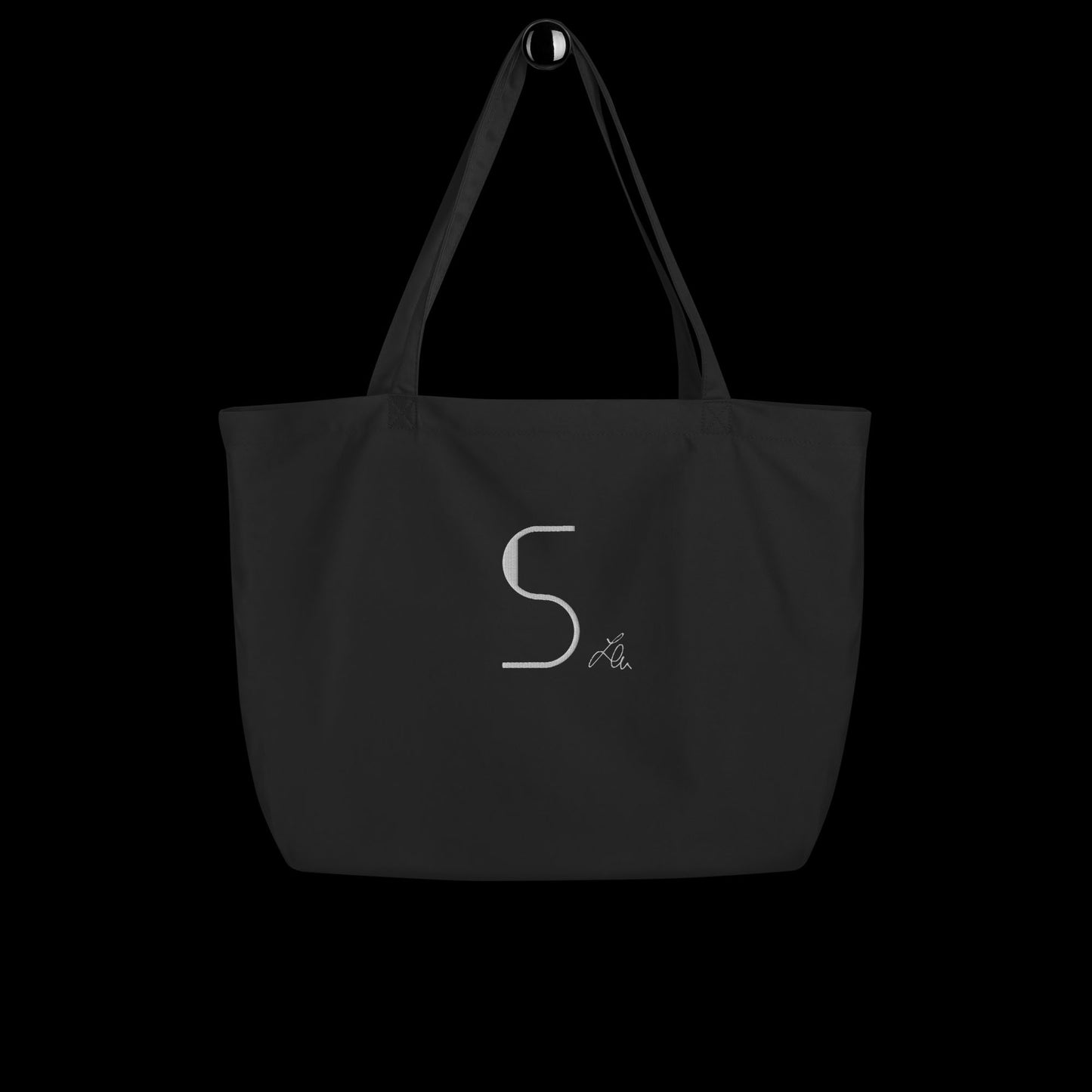 large organic tote bag - personalised embroidered with the chosen initial