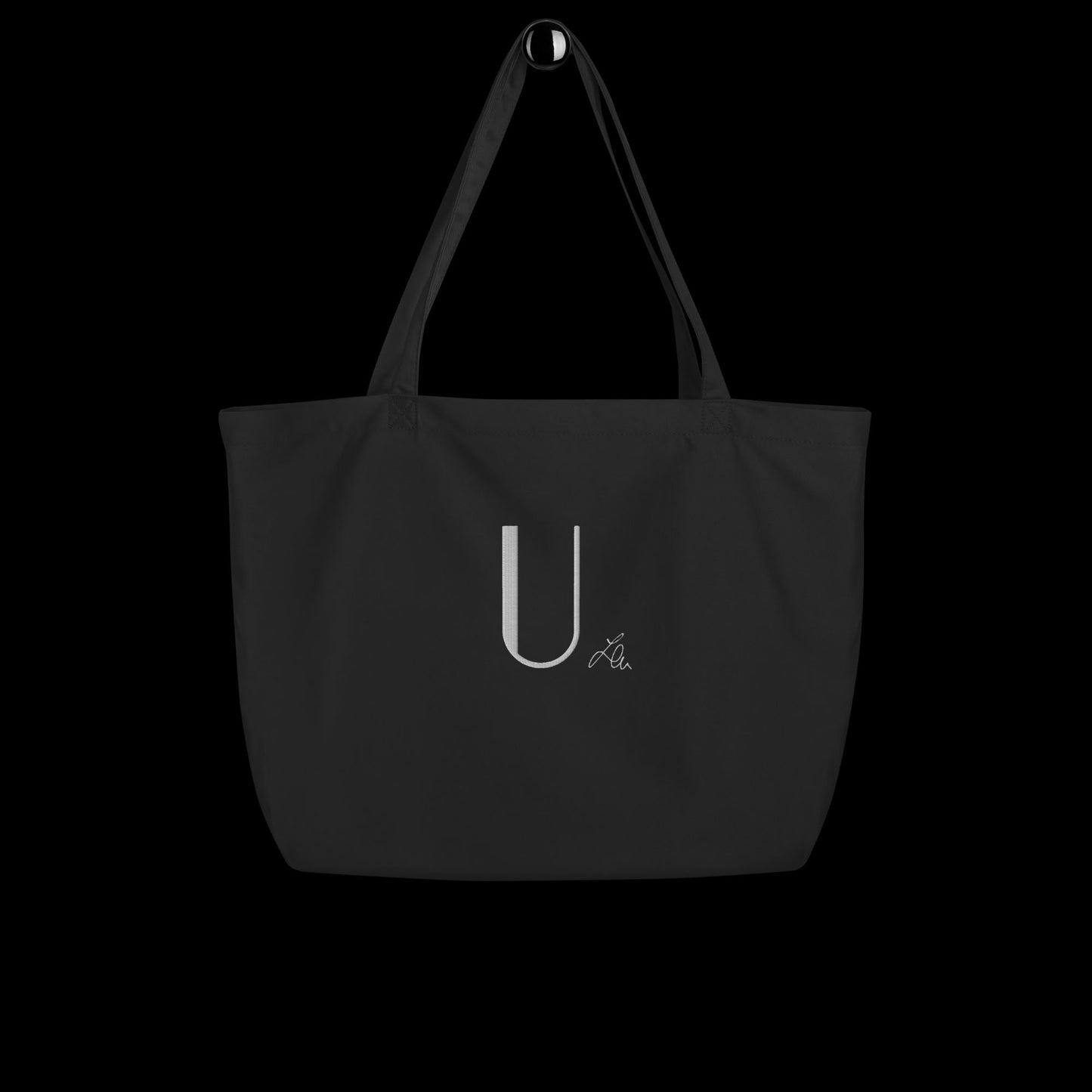 large organic tote bag - personalised embroidered with the chosen initial