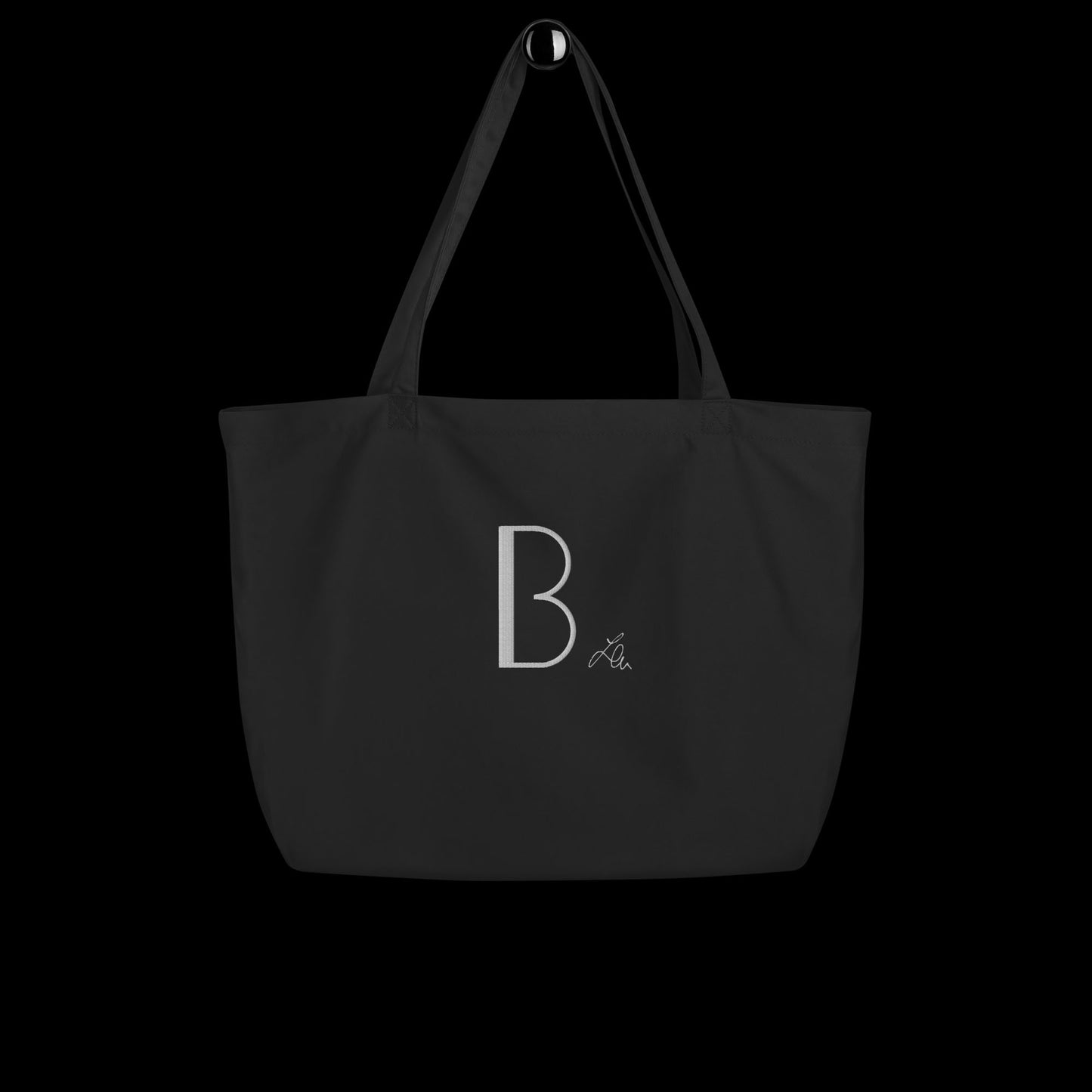 large organic tote bag - personalised embroidered with the chosen initial