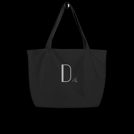 large organic tote bag - personalised embroidered with the chosen initial