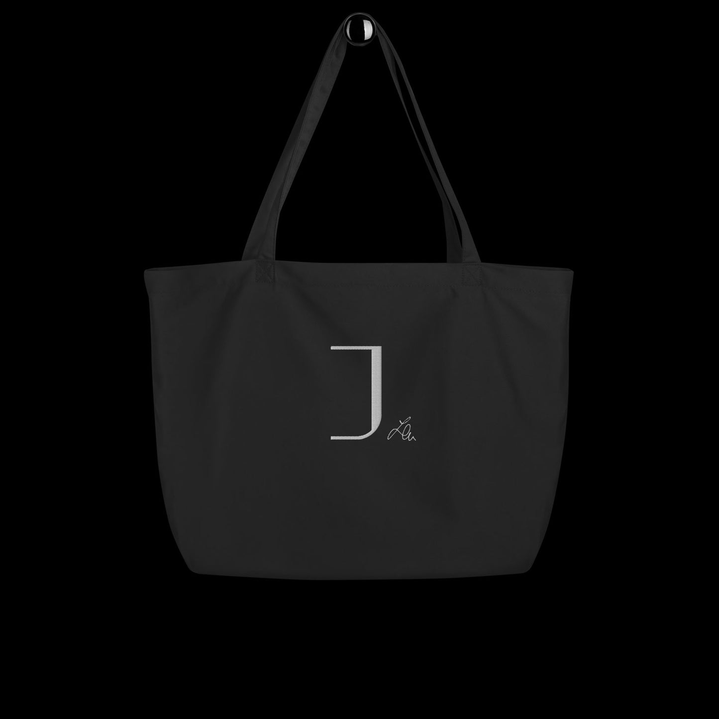 large organic tote bag - personalised embroidered with the chosen initial