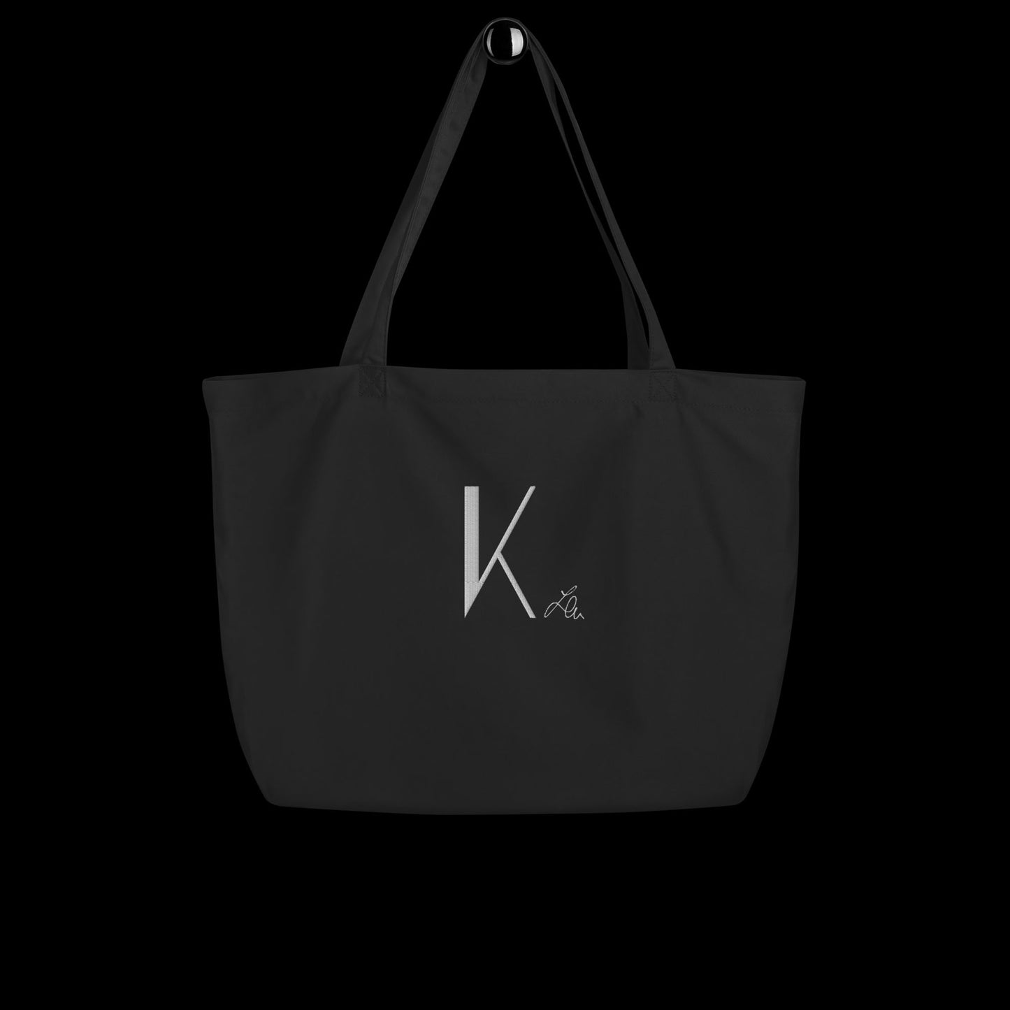 large organic tote bag - personalised embroidered with the chosen initial