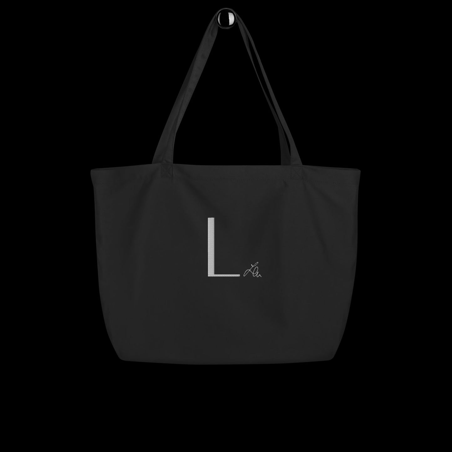 large organic tote bag - personalised embroidered with the chosen initial