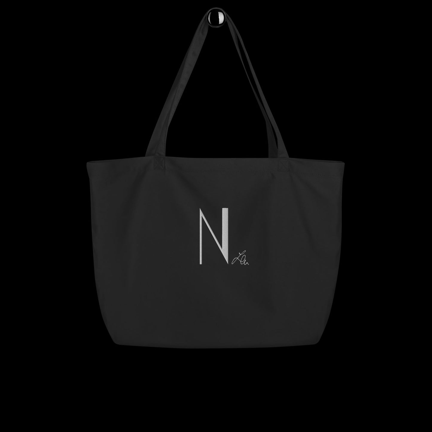 large organic tote bag - personalised embroidered with the chosen initial