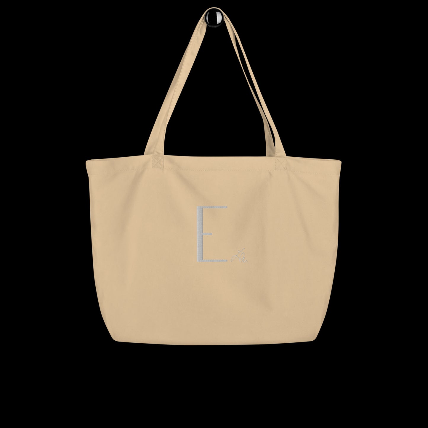 large organic tote bag - personalised embroidered with the chosen initial