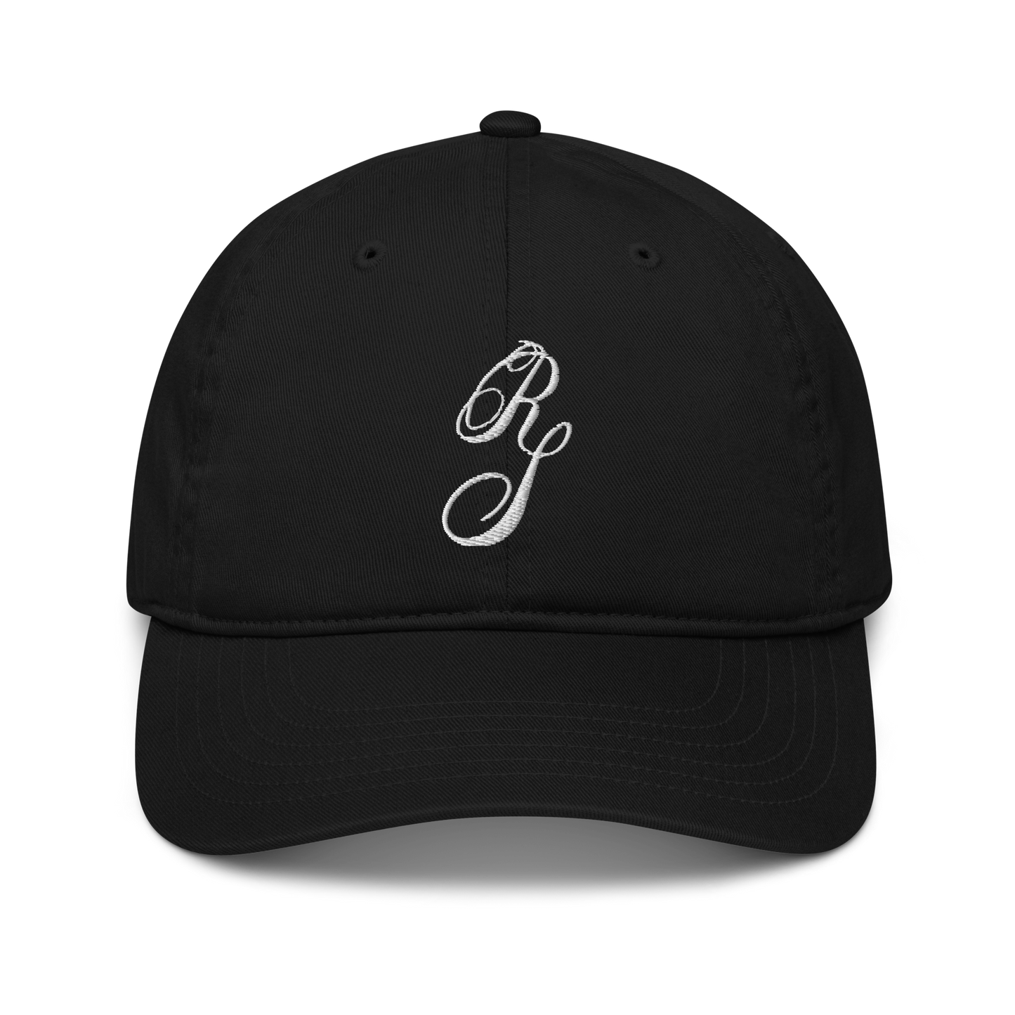 organic dad hat personalised with calligraphic initials