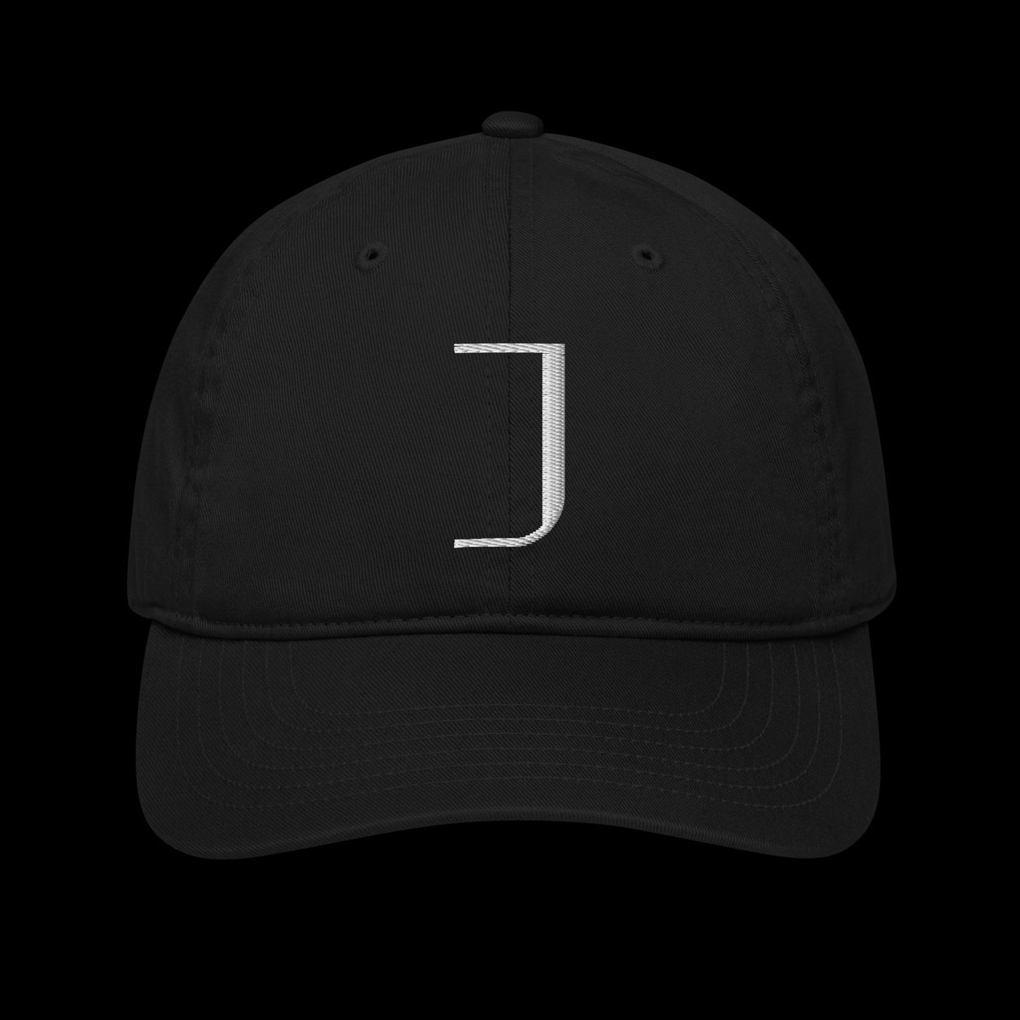 organic baseball hat personalised with embroidery of the chosen first letter as a special gift idea