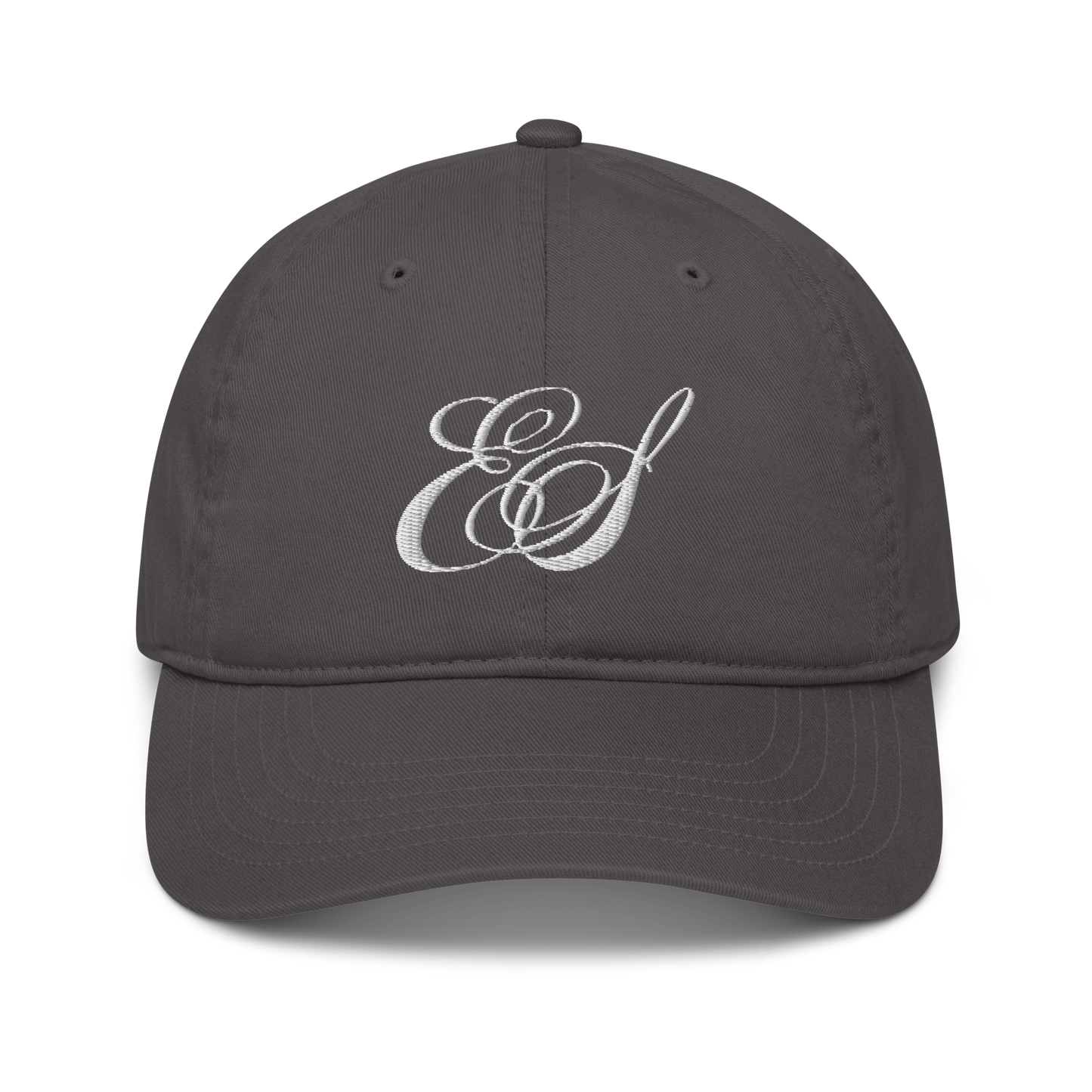 organic dad hat personalised with calligraphic initials