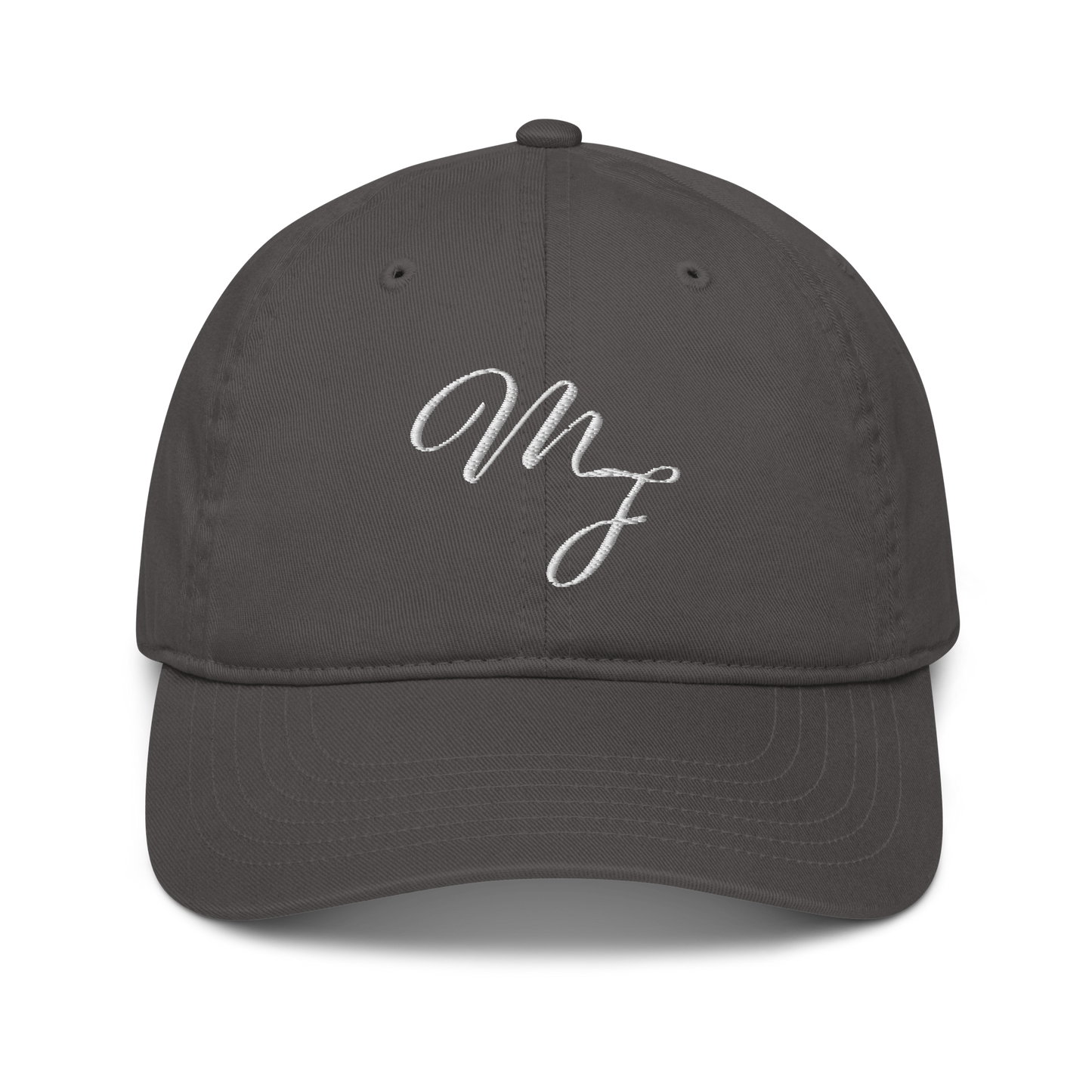 organic dad hat personalised with calligraphic initials