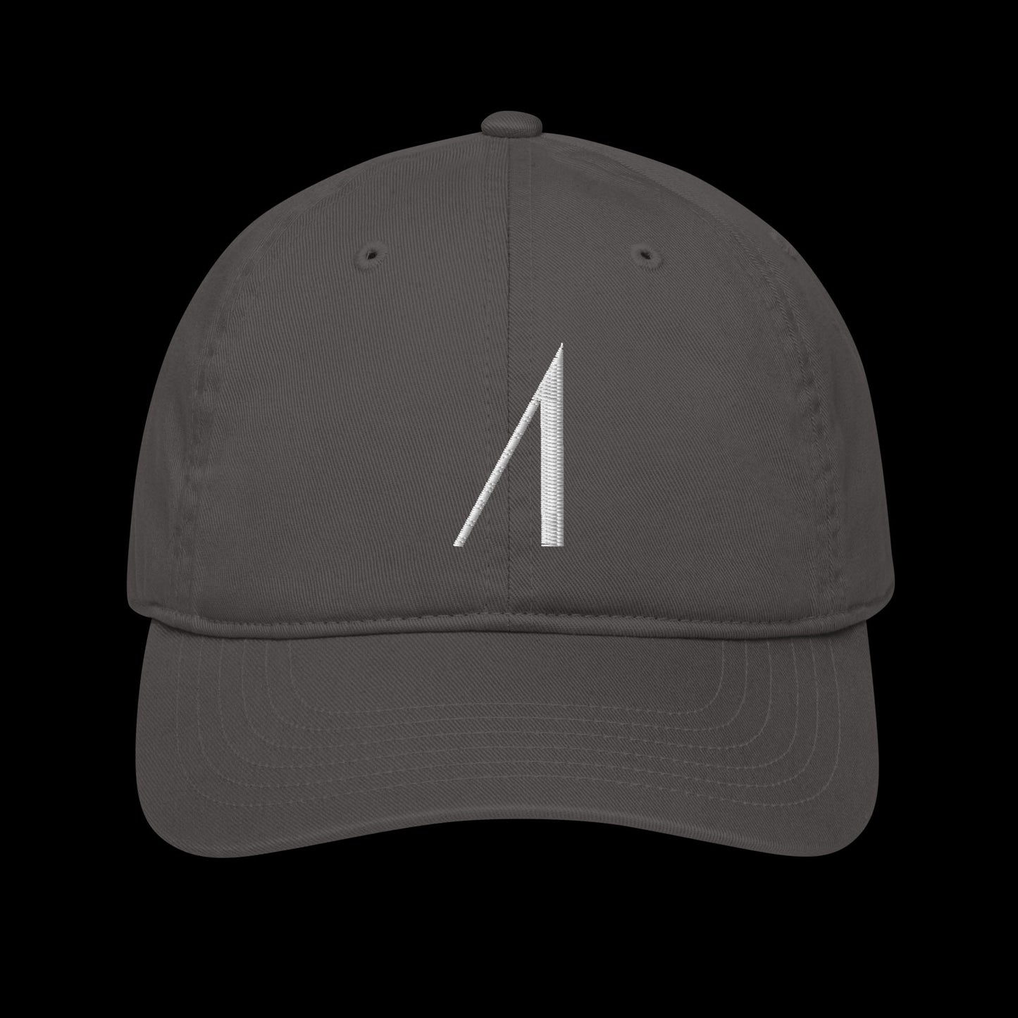 organic baseball hat personalised with embroidery of the chosen first letter as a special gift idea