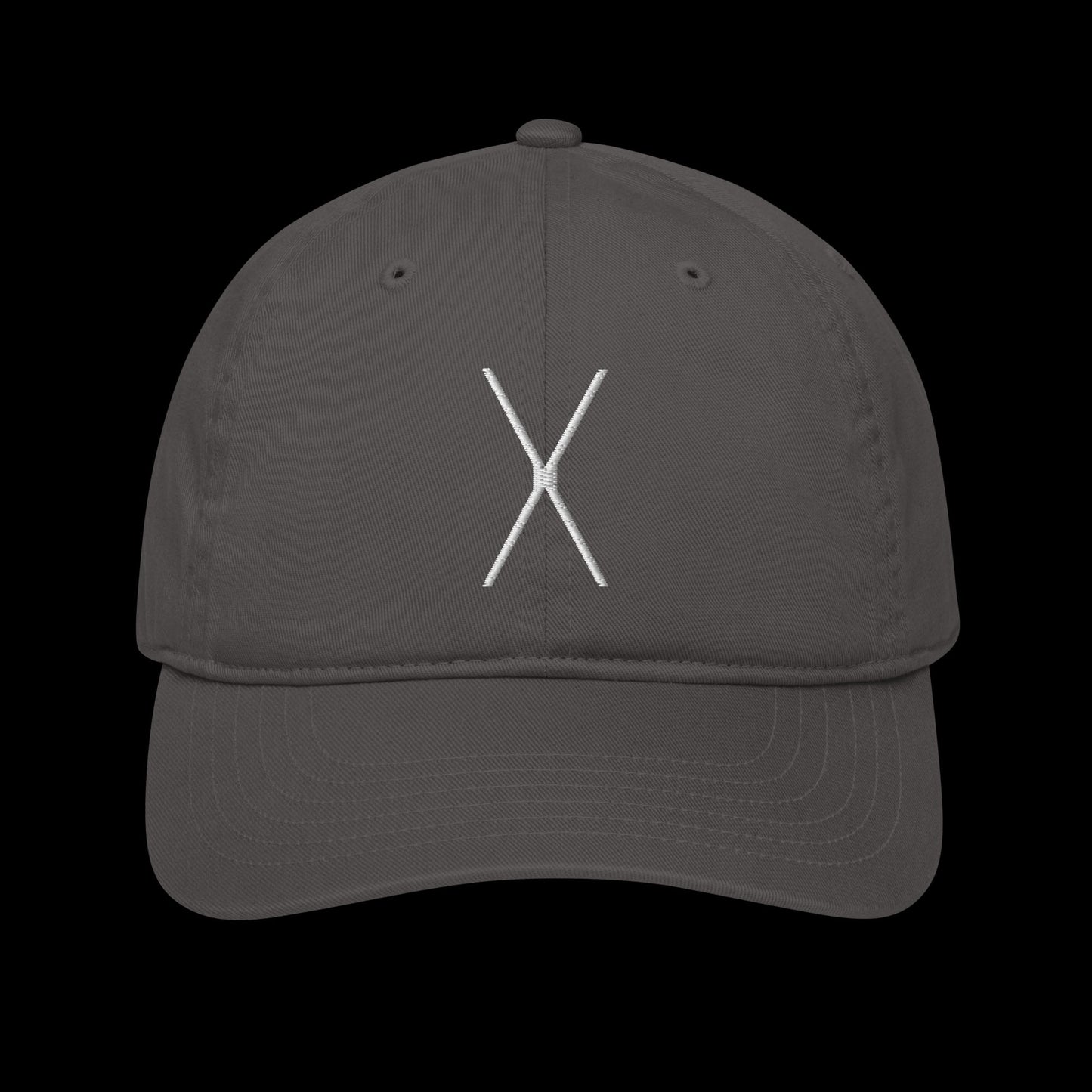 organic baseball hat personalised with embroidery of the chosen first letter as a special gift idea