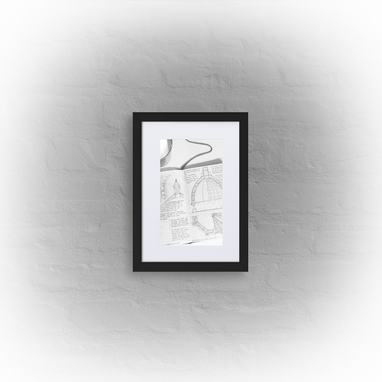 architecture sketchbook page 13 - matte paper black framed poster 21x30cm with mat