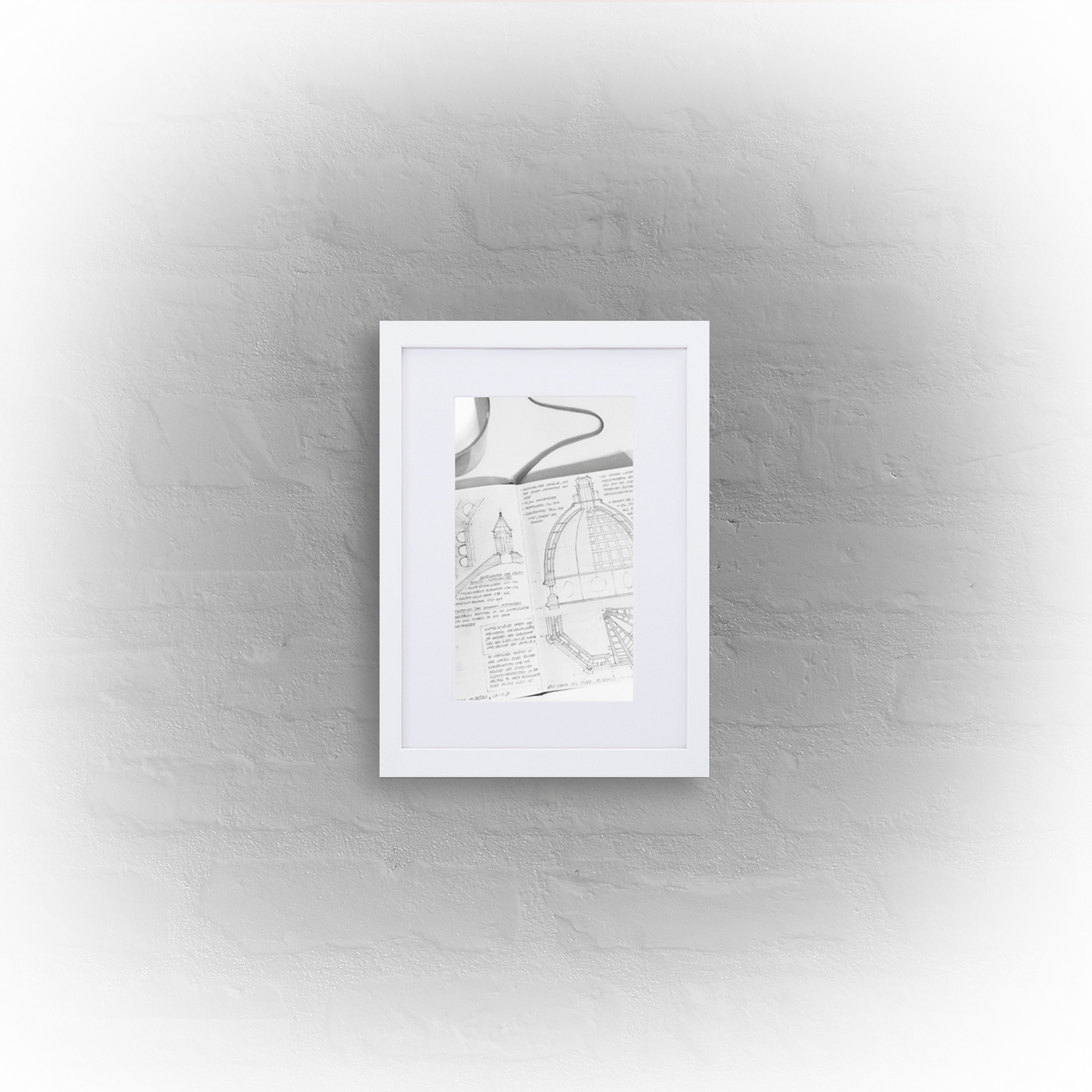 architecture sketchbook page 13 - matte paper white framed poster 21x30cm with mat