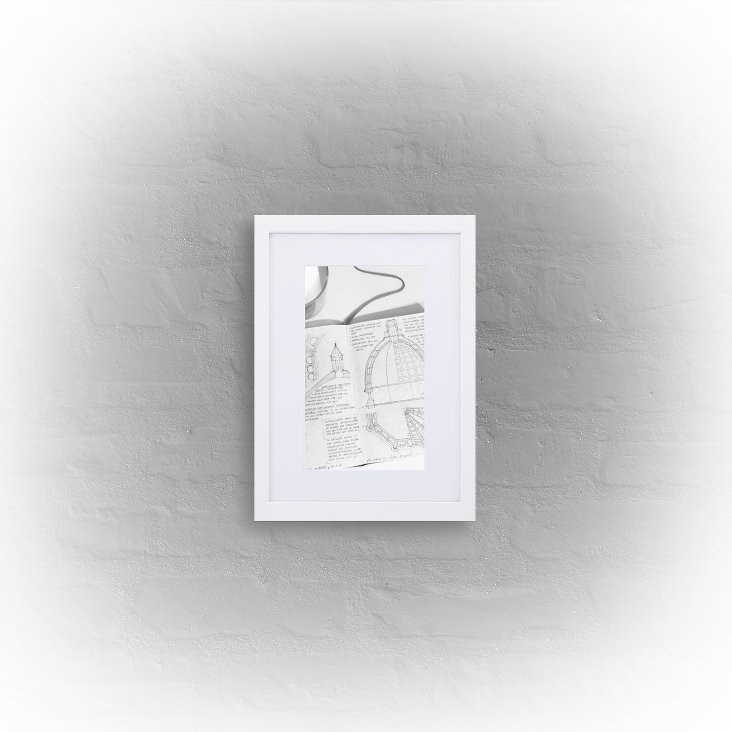 architecture sketchbook page 13 - matte paper white framed poster 21x30cm with mat