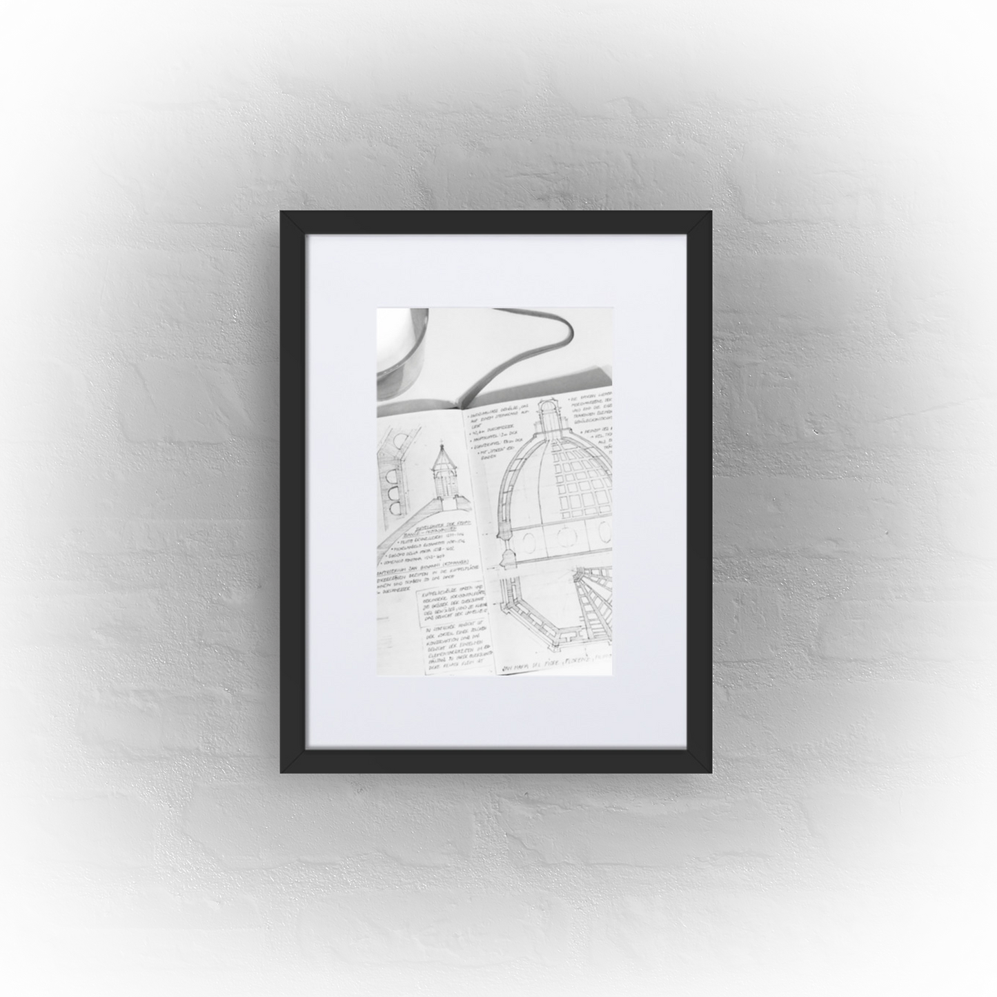 architecture sketchbook page 13 - matte paper black framed poster 30x40cm with mat