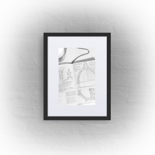 architecture sketchbook page 13 - matte paper black framed poster 30x40cm with mat