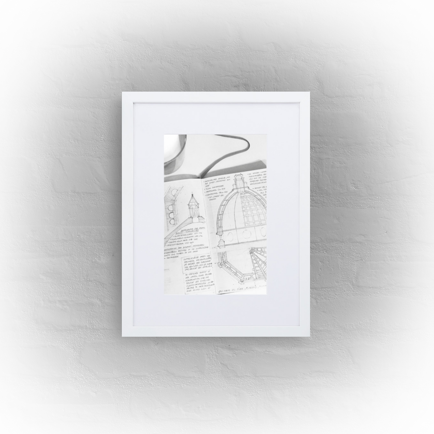 architecture sketchbook page 13 - matte paper white framed poster 30x40cm with mat