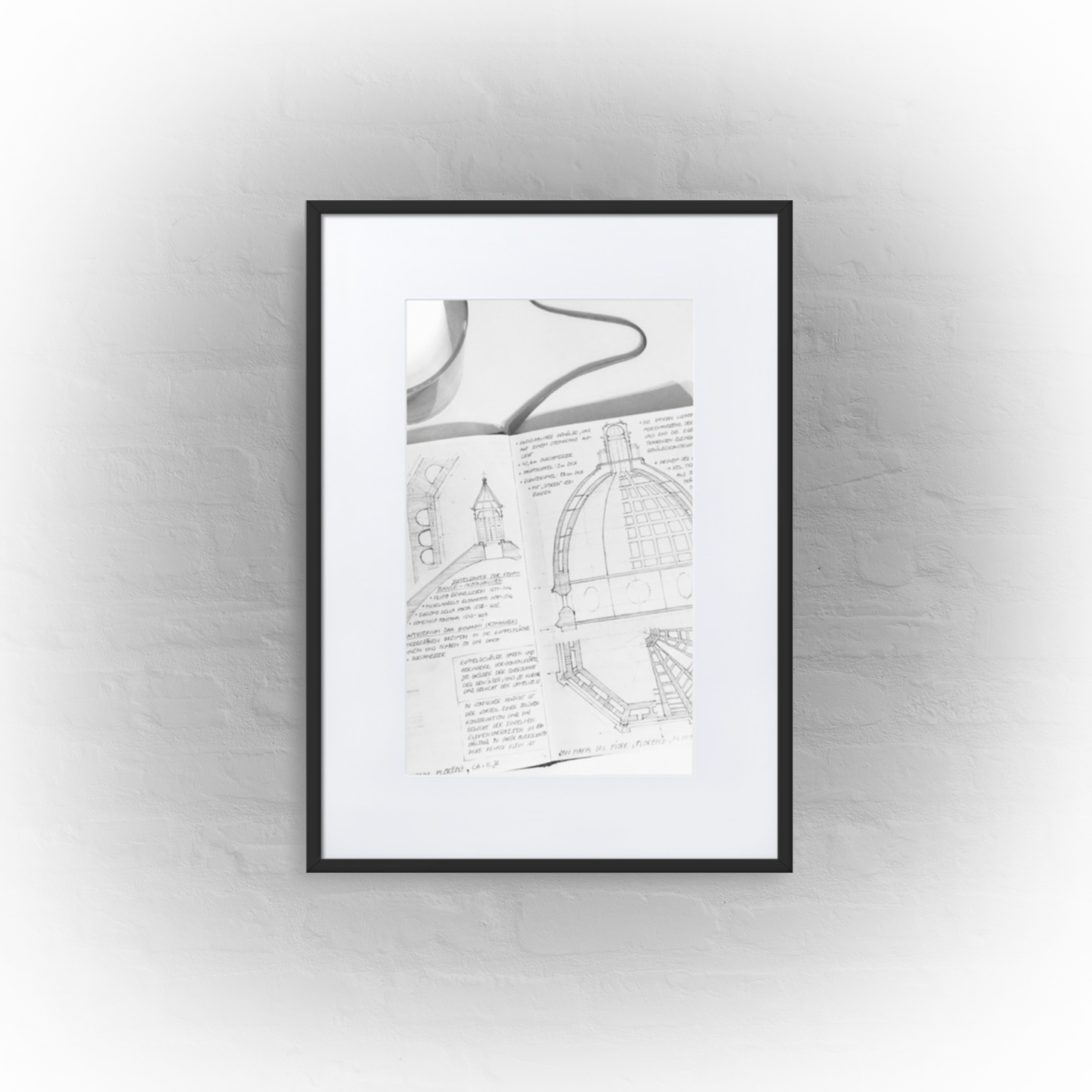 architecture sketchbook page 13 - matte paper black framed poster 50x70cm with mat