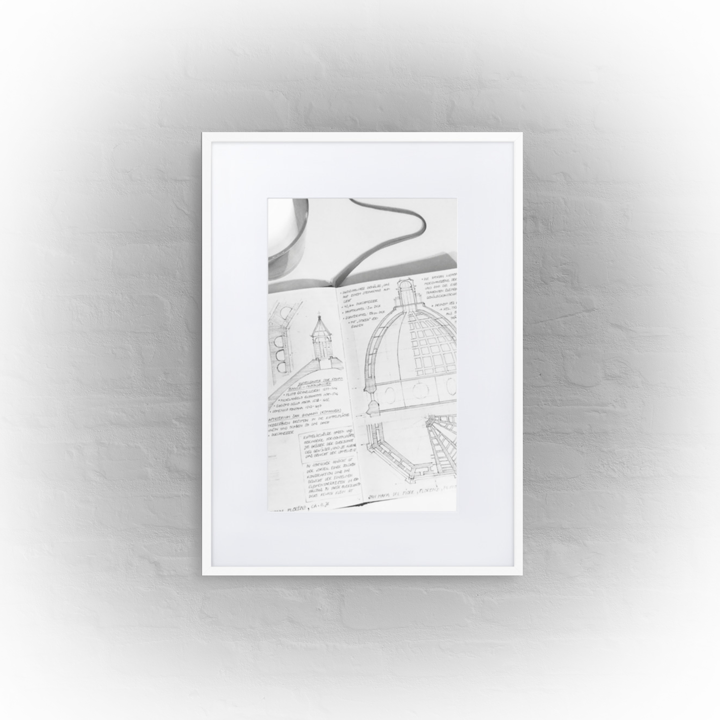 architecture sketchbook page 13 - matte paper white framed poster 50x70cm with mat