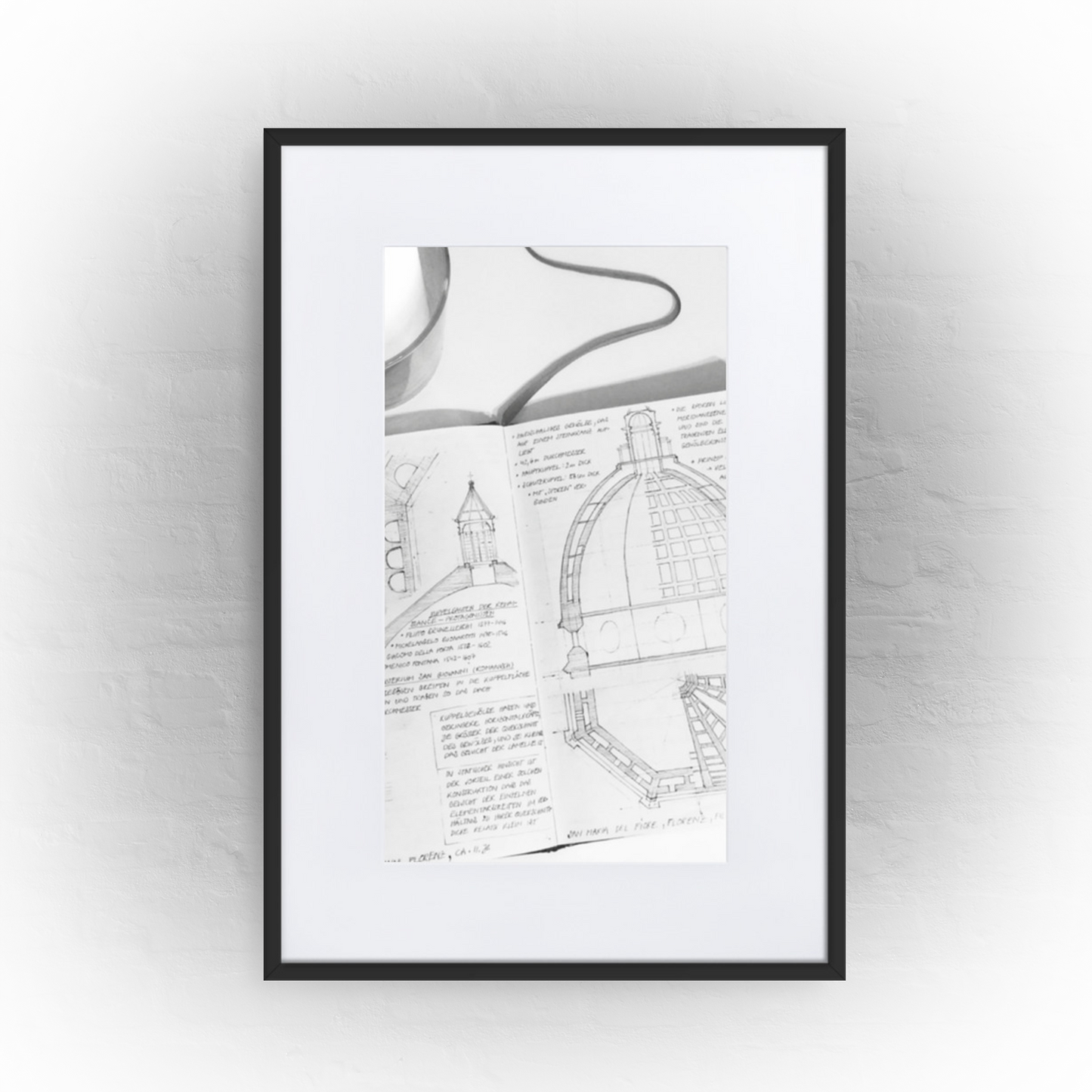 architecture sketchbook page 13 - matte paper black framed poster 61x91cm with mat