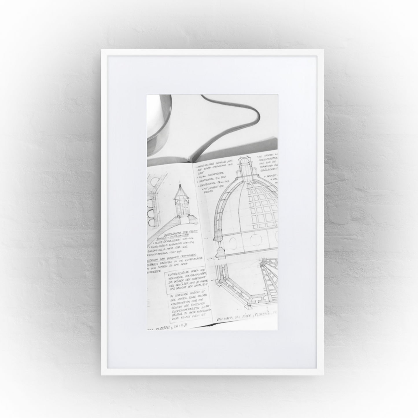 architecture sketchbook page 13 - matte paper white framed poster 61x91cm with mat