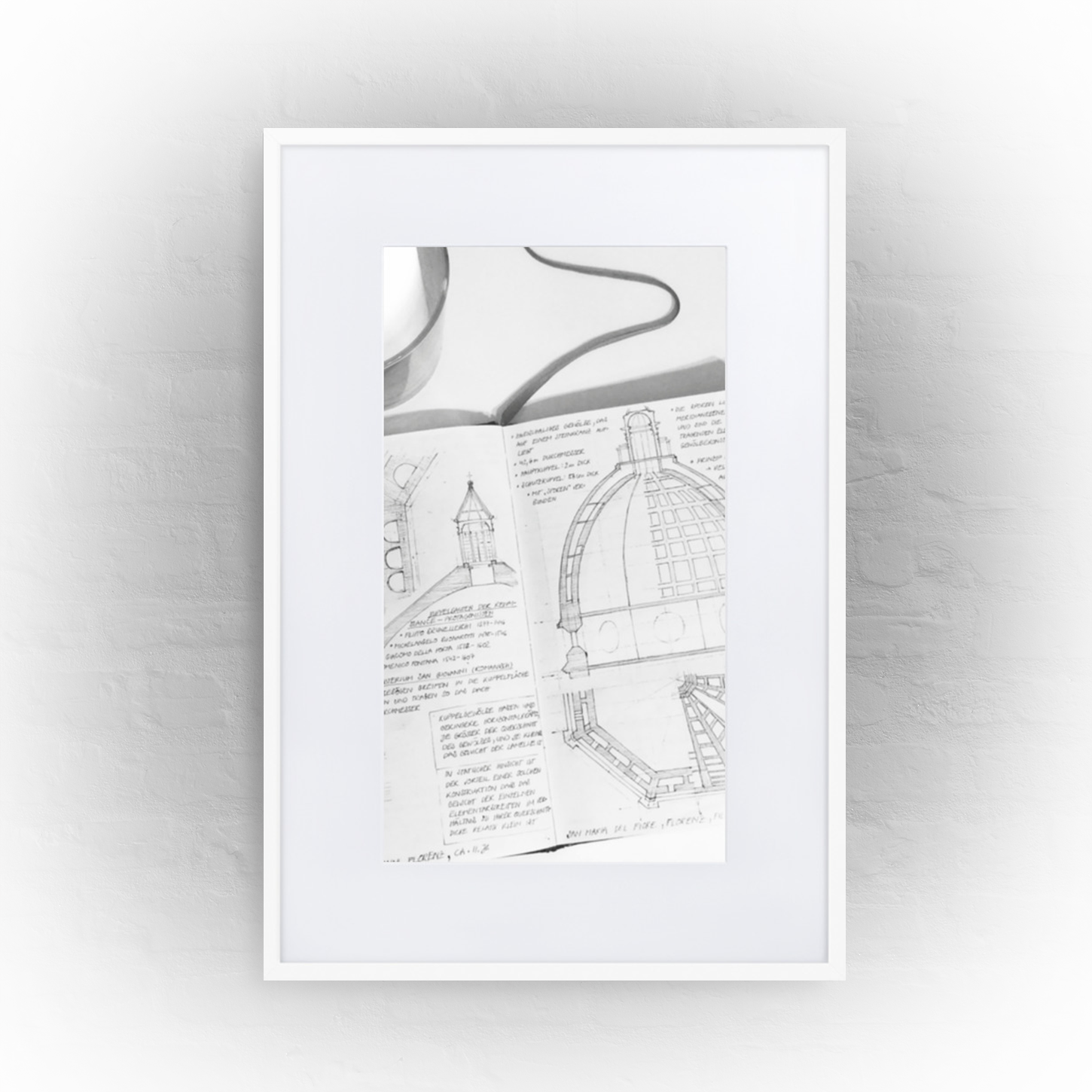 architecture sketchbook page 13 - matte paper white framed poster 61x91cm with mat