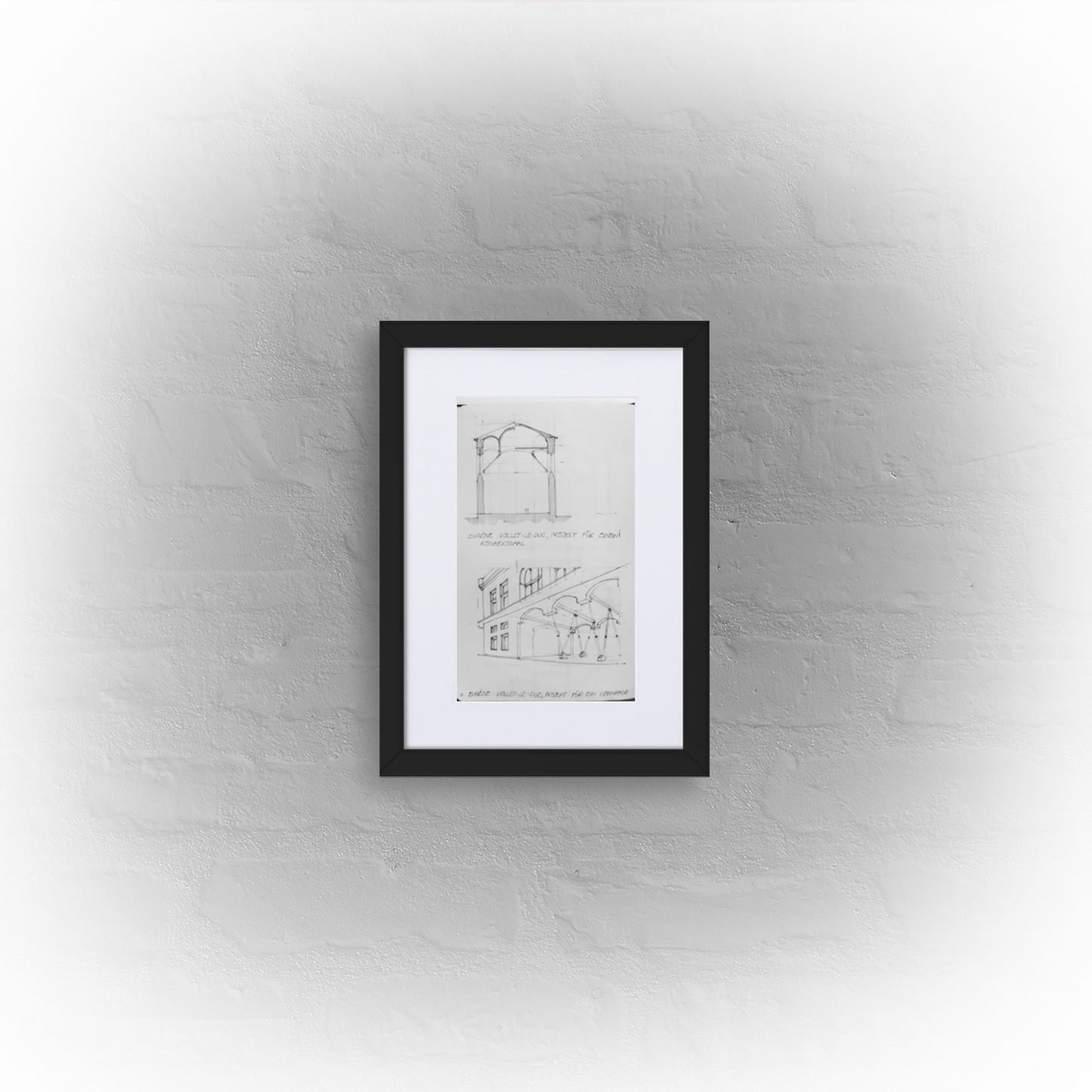 architecture sketchbook page 18 - matte paper black framed poster 21x30cm with mat