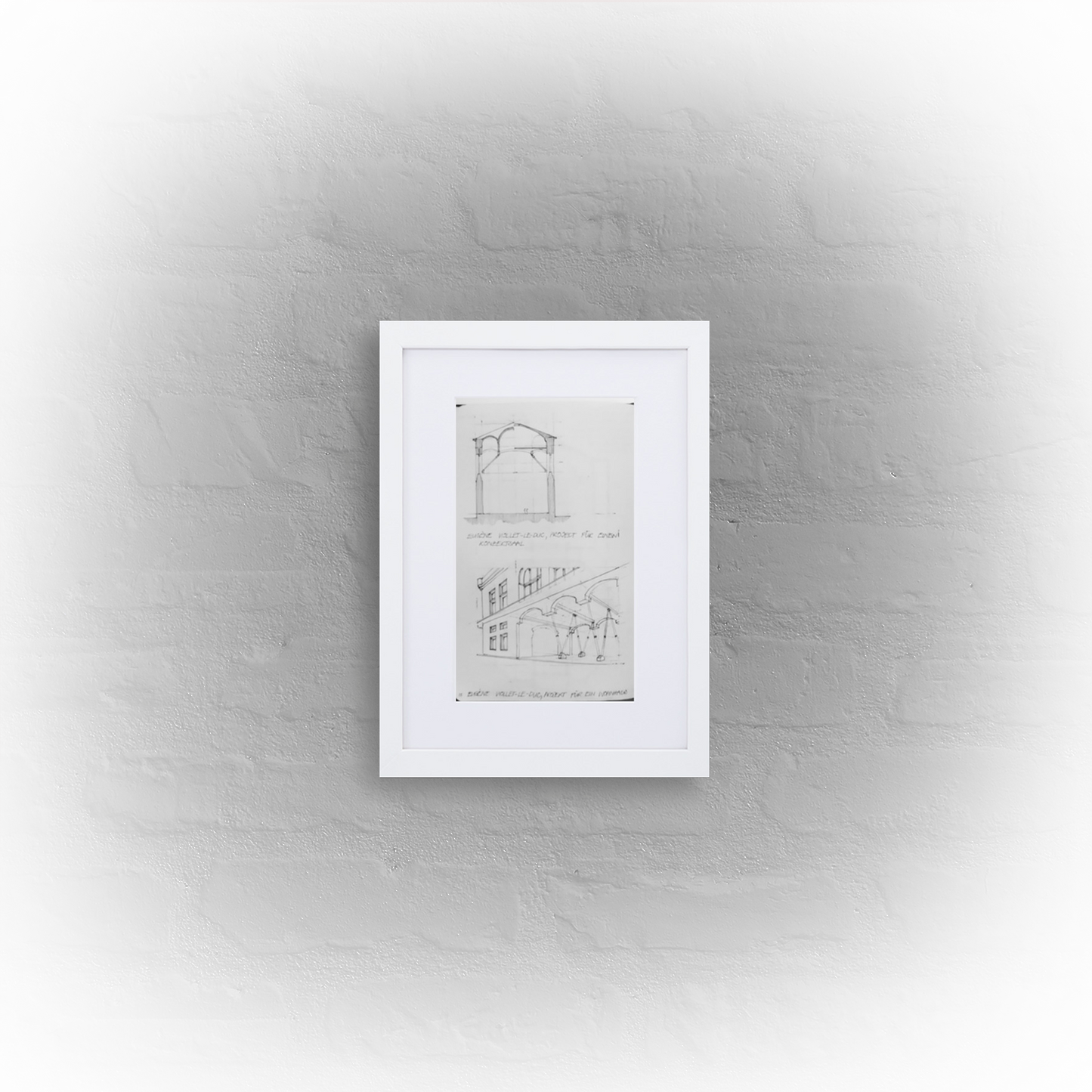 architecture sketchbook page 18 - matte paper white framed poster 21x30cm with mat