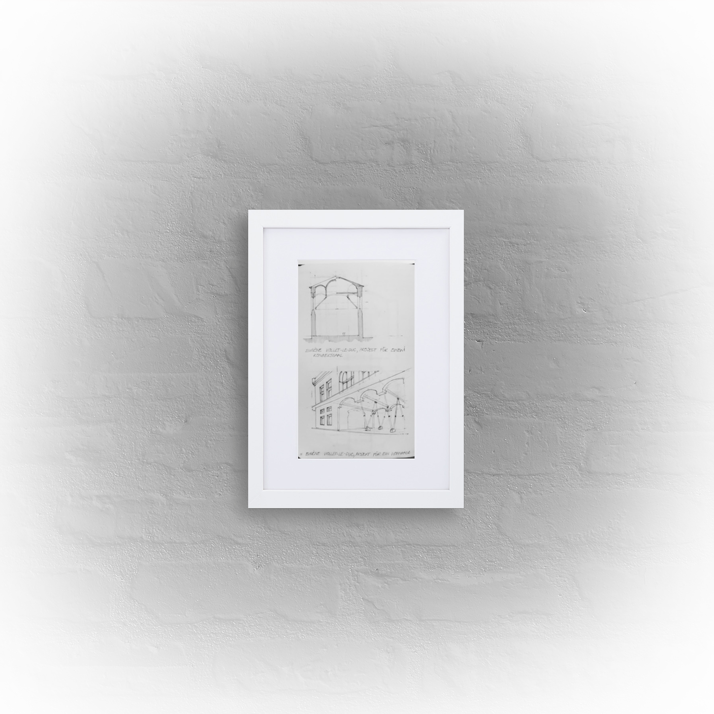 architecture sketchbook page 18 - matte paper white framed poster 21x30cm with mat