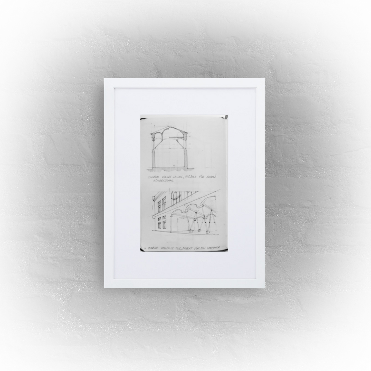 architecture sketchbook page 18 - matte paper white framed poster 30x40cm with mat