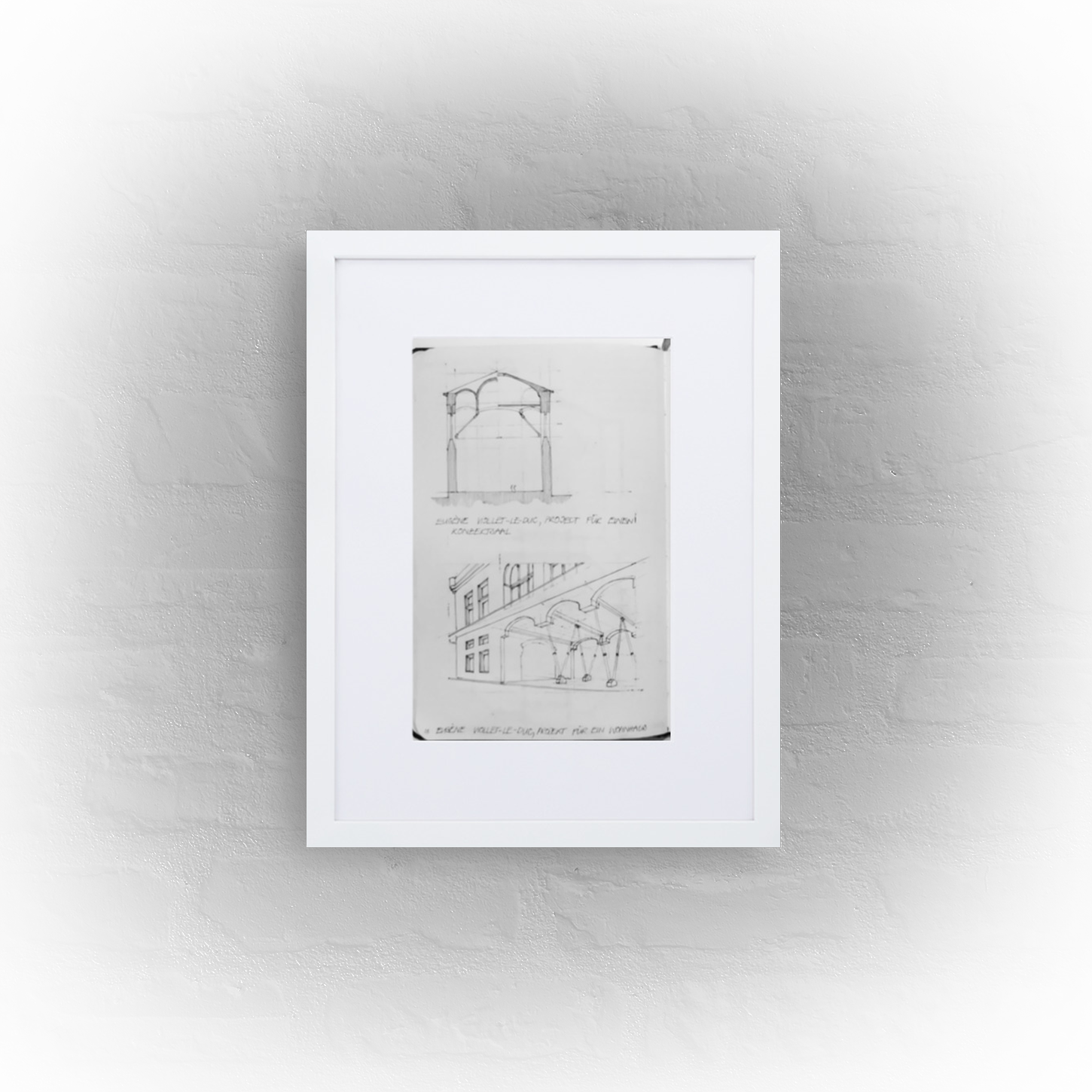 architecture sketchbook page 18 - matte paper white framed poster 30x40cm with mat