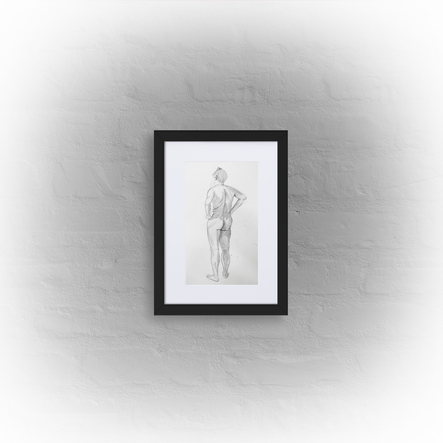 standing man '01 - matte paper black framed poster 21x30cm with mat