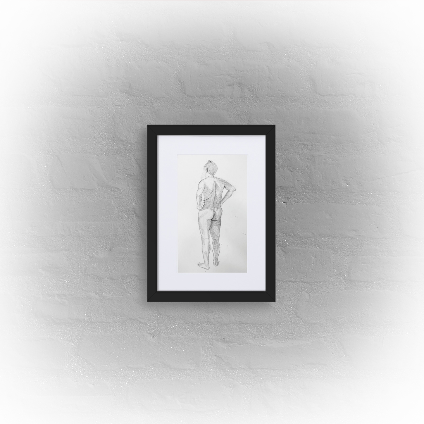 standing man '01 - matte paper black framed poster 21x30cm with mat