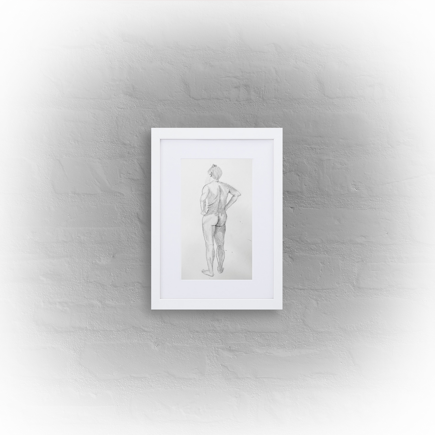 standing man '01 - matte paper white framed poster 21x30cm with mat