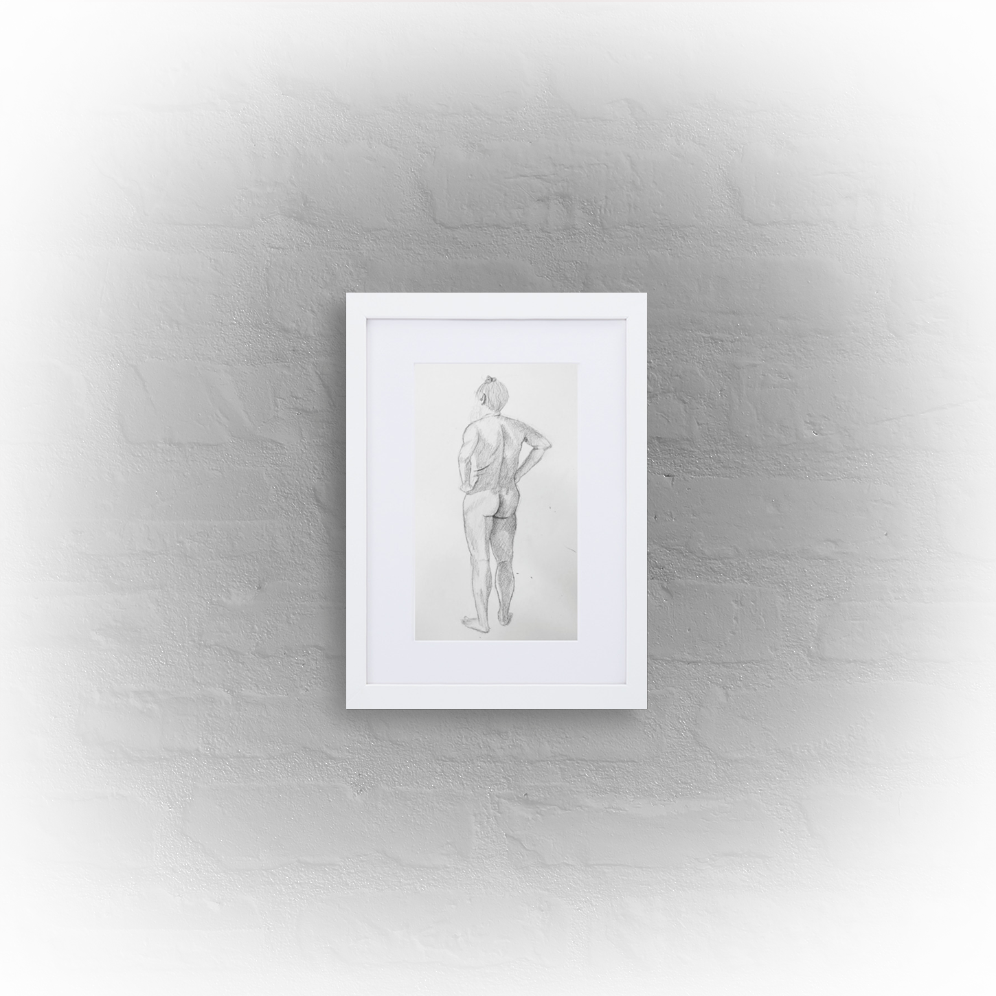 standing man '01 - matte paper white framed poster 21x30cm with mat