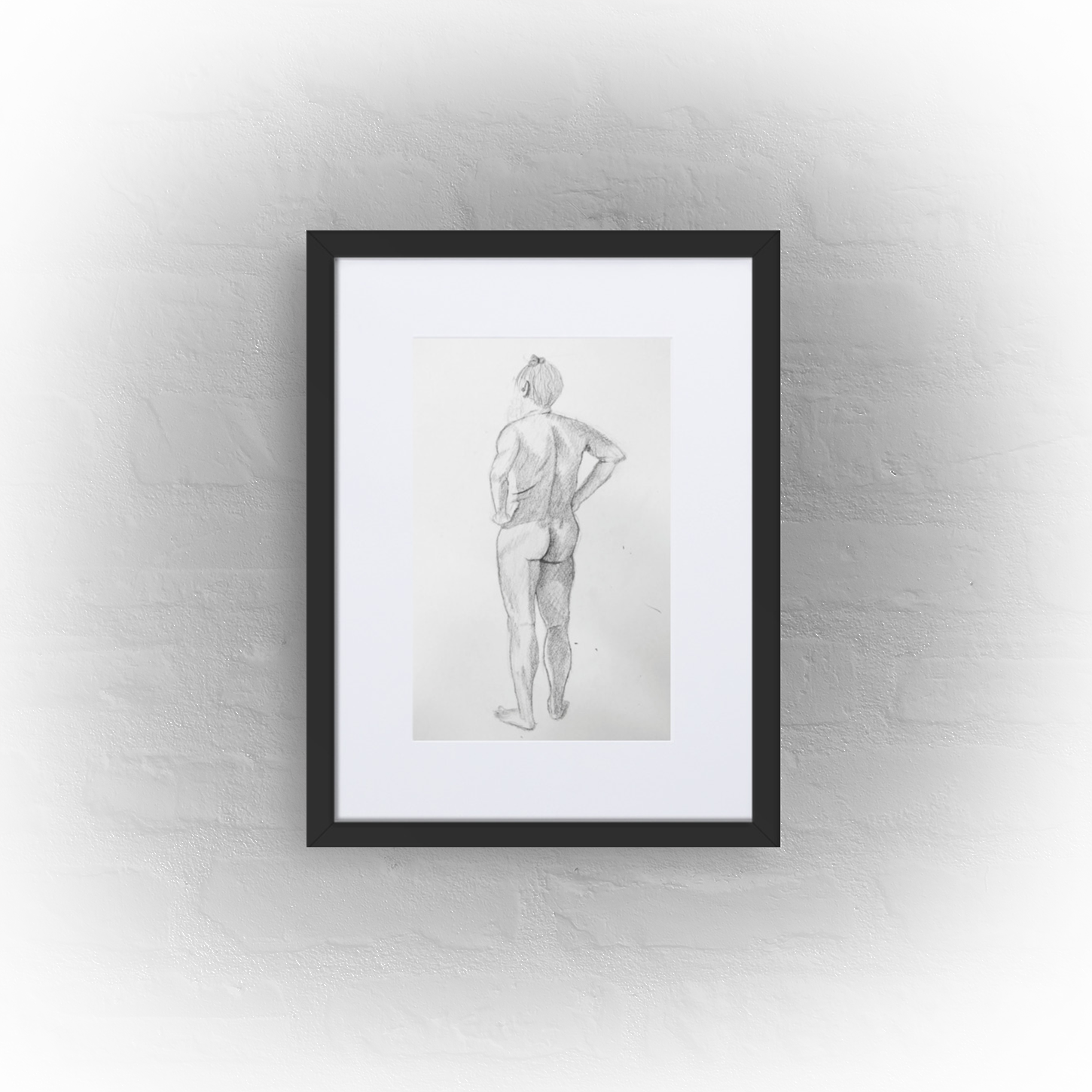 standing man '01 - matte paper black framed poster 30x40cm with mat