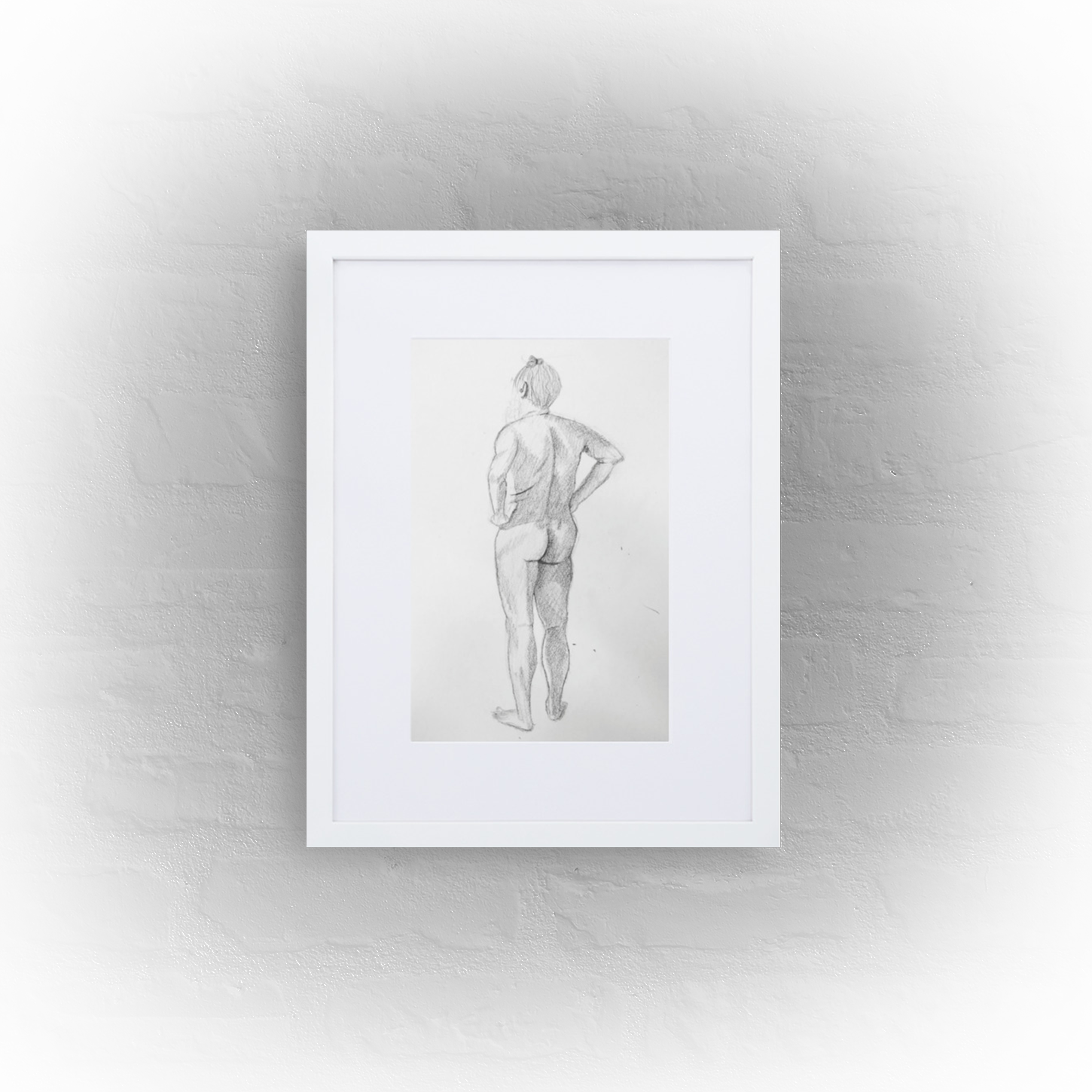 standing man '01 - matte paper white framed poster 30x40cm with mat