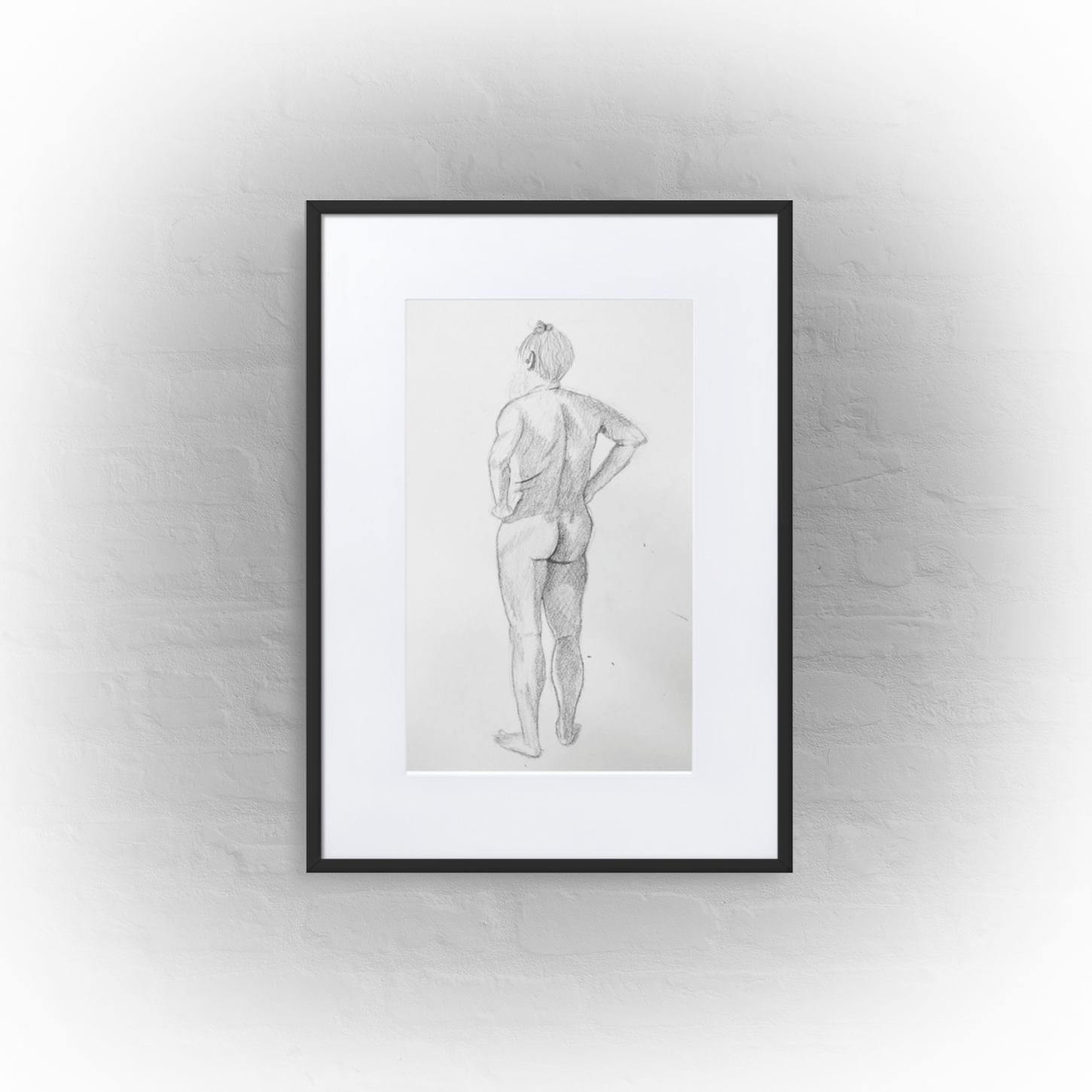 standing man '01 - matte paper black framed poster 50x70cm with mat