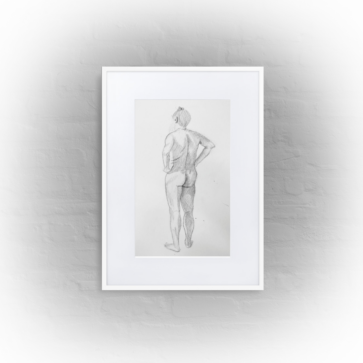 standing man '01 - matte paper white framed poster 50x70cm with mat