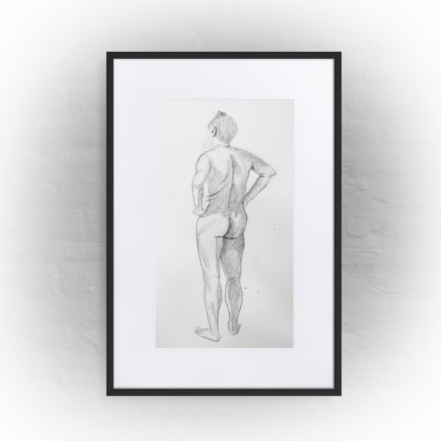 standing man '01 - matte paper black framed poster 61x91cm with mat