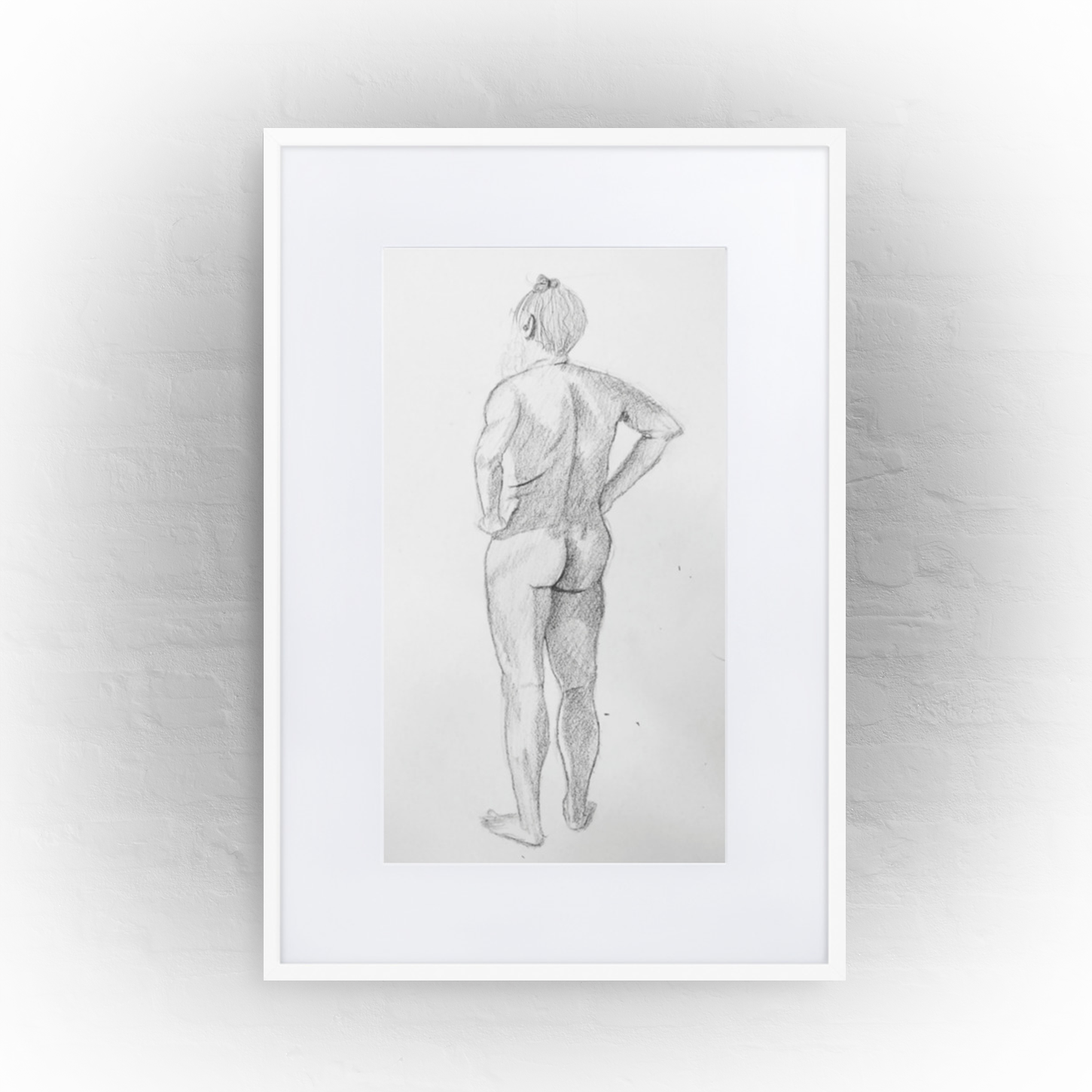 standing man '01 - matte paper white framed poster 61x91cm with mat