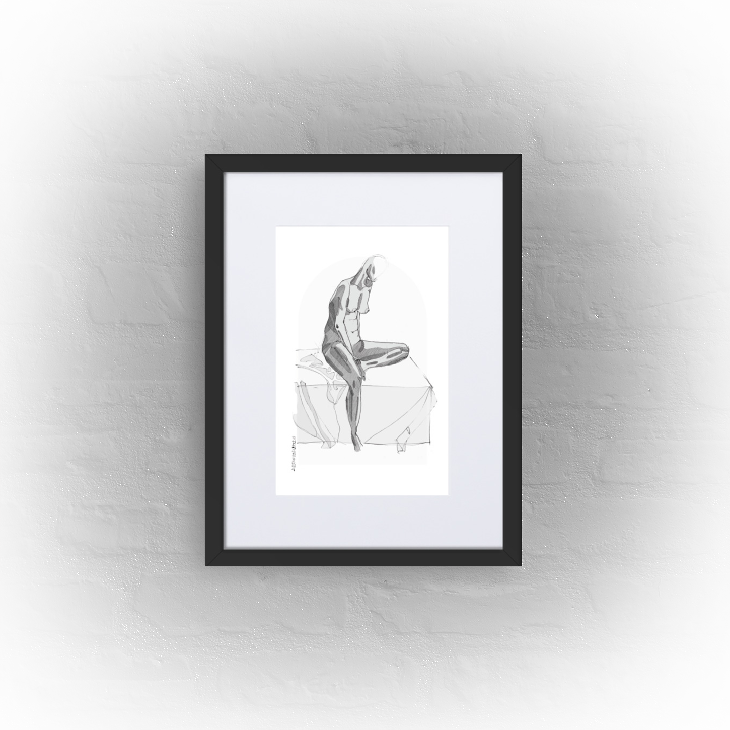 sitting lady '01 - matte paper black framed poster 30x40cm with mat